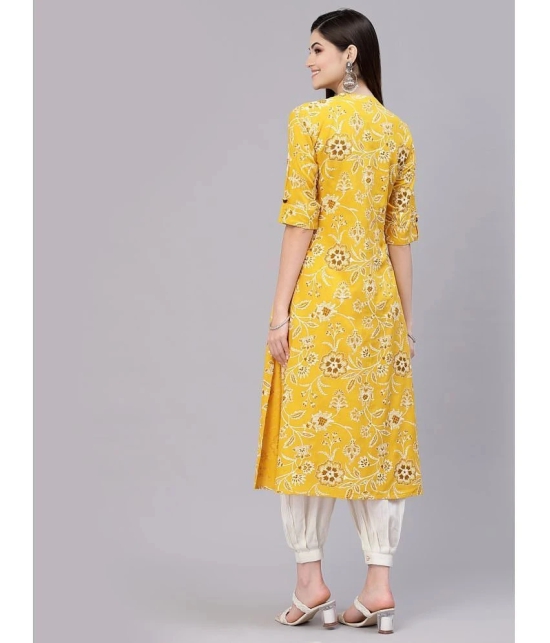 Stylum - Mustard Rayon Womens Front Slit Kurti ( Pack of 1 ) - None