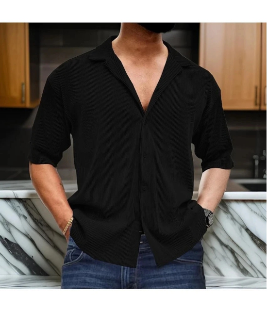 clafoutis Cotton Blend Regular Fit Solids 3/4th Sleeves Mens Casual Shirt - Black ( Pack of 1 ) - None