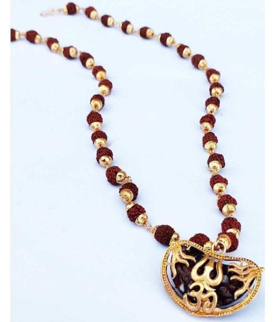 PAYSTORE Gold Plated 1 Face Rudraksha Om Trishul  Emerged With 5 Face Covering Mala with Pendant  for Men/Women - None