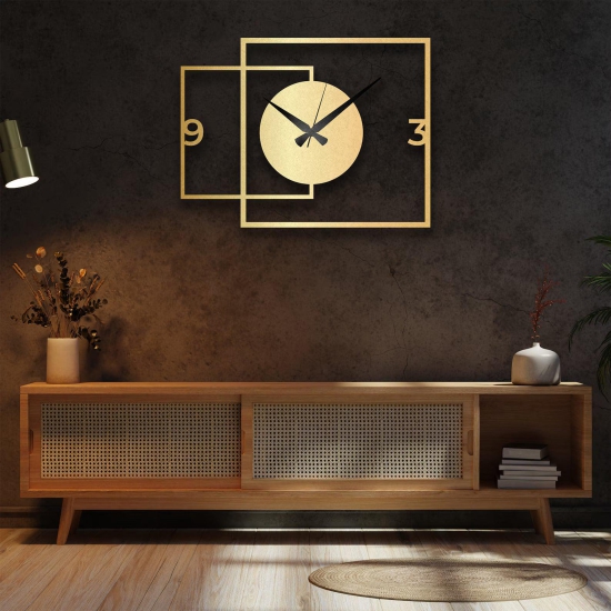 Zik Impex Double Square Shaped Metal Wall Clock for Living Room, Bedroom, Study Room, Office-Silver