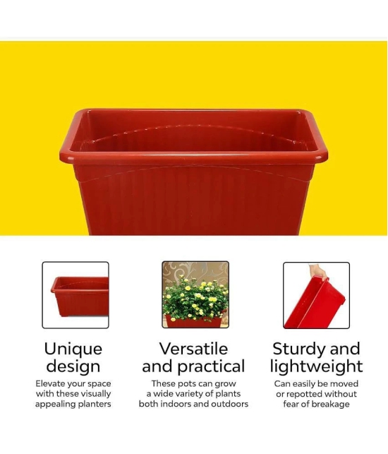 10Club Red Plastic Flower Pot ( Pack of 2 ) - Red