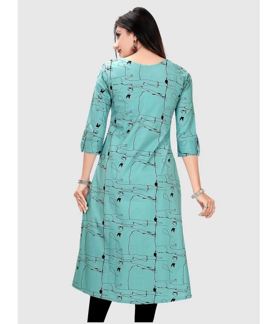 Meher Impex - Sea Green Cotton Blend Womens A-line Kurti ( Pack of 1 ) - None