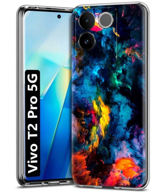 NBOX - Multicolor Printed Back Cover Silicon Compatible For Vivo T2 Pro 5G ( Pack of 1 )