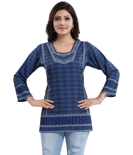 Meher Impex - Blue Crepe Womens A-line Kurti - 3XL