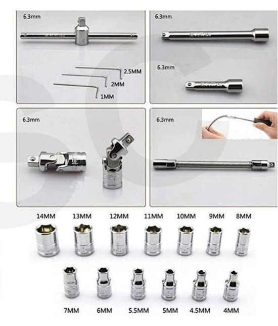 HOMETALES 45Pcs Multi-Utility Wrench Socket Screwdriver Set For Car/Motorcycle & Home Repairing Tool Kit