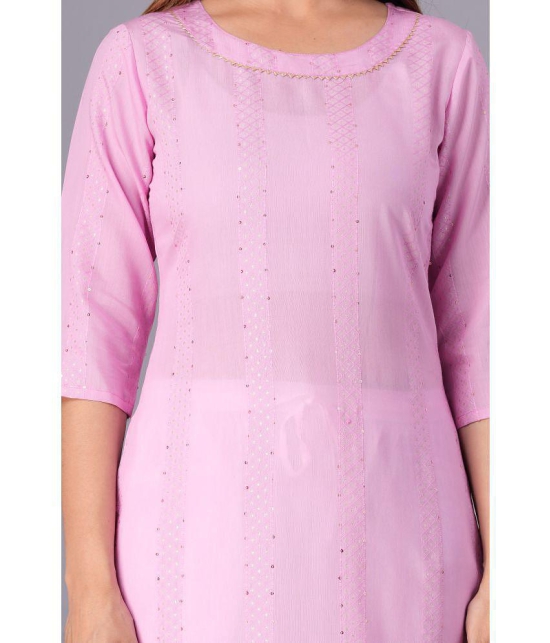 Doriya Cotton Blend Embroidered Kurti With Palazzo Women's Stitched Salwar Suit - Pink ( Pack of 1 ) - None