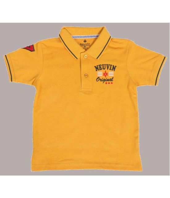 NEUVIN - Mustard Cotton Blend Boy's Polo T-Shirt ( Pack of 1 ) - None