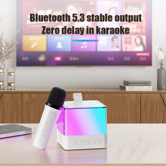 Karaoke Speaker With Wireless Mic 5 Magic Voice Effects Bluetooth Home Audio Speake (Mic Speaker Combo)