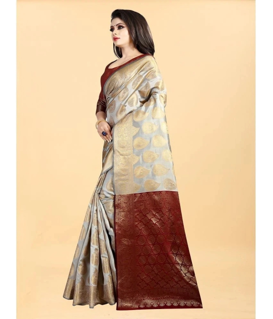 Gazal Fashions - Cream Banarasi Silk Saree With Blouse Piece ( Pack of 1 ) - Cream