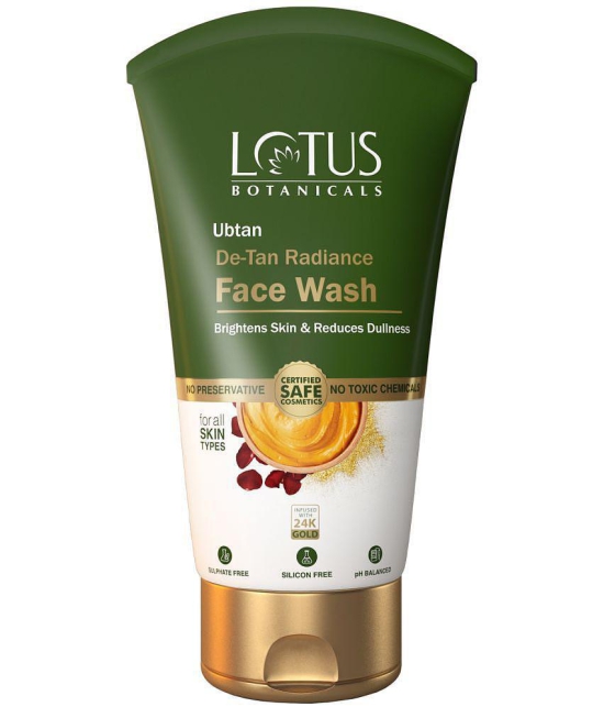 Lotus Botanicals Ubtan De, Tan Radiance Face Wash, Infused with 24K Gold, For Glowing Skin, 100ml