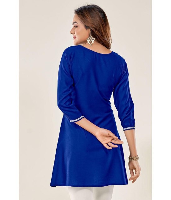 Glomee - Blue Viscose Women''s Tunic ( Pack of 1 ) - None