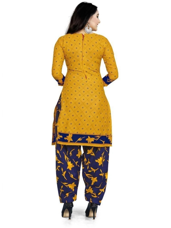 Rajnandini Unstitched Cotton Blend Printed Dress Material - Yellow ( Pack of 1 ) - Yellow