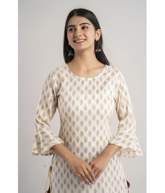 MAUKA - Cream Rayon Womens Straight Kurti ( Pack of 1 ) - None