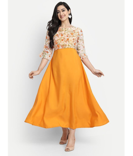 JASH CREATION - Yellow Georgette Women''s A-line Kurti ( Pack of 1 ) - None