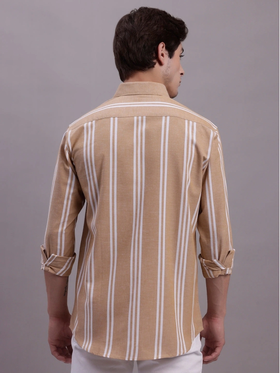 Mens Striped Casual Shirt-M / Brown