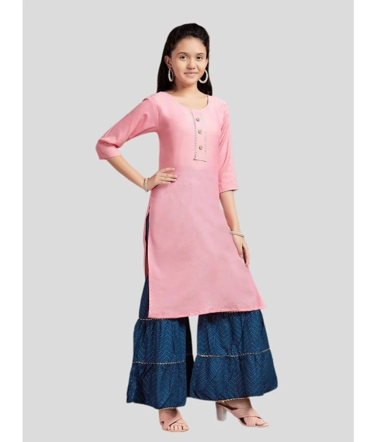 Aarika Peach Cotton Girls Kurta and Sharara Set ( Pack of 1 ) - None