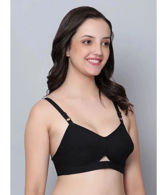 AIMLY Black Cotton Non Padded Womens Everyday Bra ( Pack of 3 ) - None