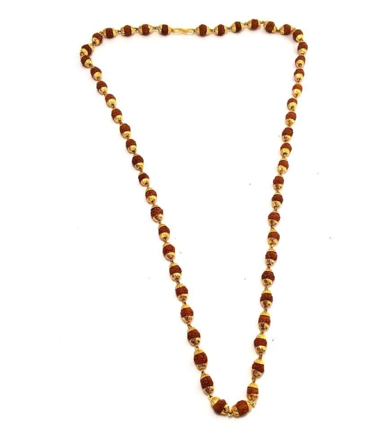 Golden Cap Rudraksha Mala (Pack of 1)