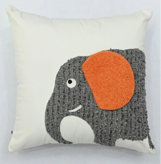 Elephant Motif Kids Cushion Cover - 16 x 16