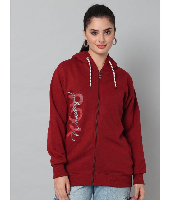 eWools.in Cotton Blend Women''s Hooded Sweatshirt ( Maroon ) - None