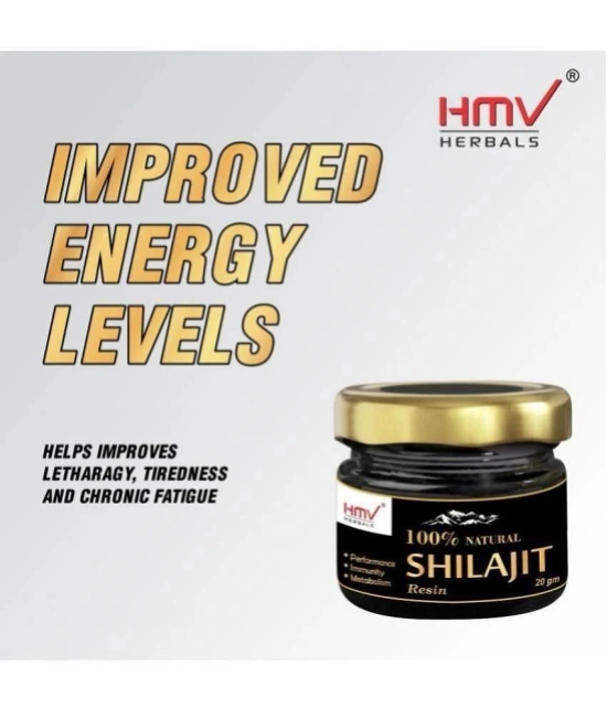 HMV Herbals Ayurveda Natural Shilajit / Shilajeet Resin 20gm for Men & Women | Authentic & Pure Natural for Increased Strength & Stamina, Better Nutrient Absorption, Immunity Boosts & Improv