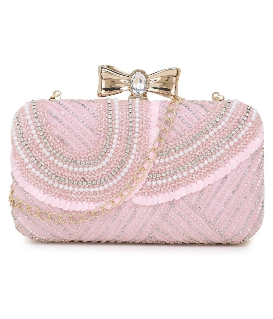 Anekaant Pink Fabric Box Clutch - Pink