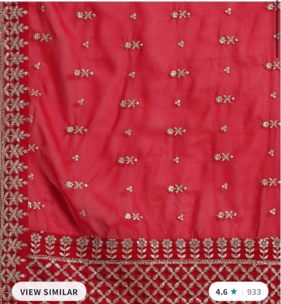 Women Red Ethnic Motifs Embroidered Kurta with Trousers & Dupatta-XXL