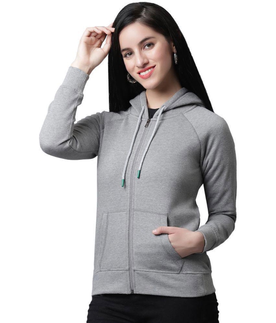 Rute Cotton - Fleece Grey Hooded Sweatshirt - None