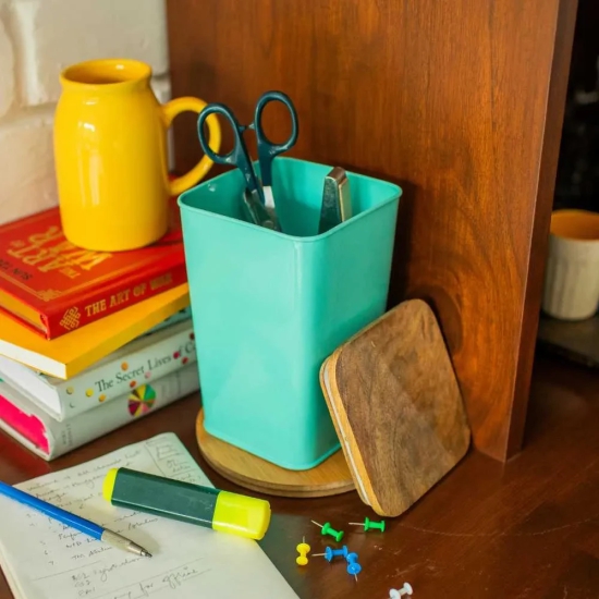 Square Metal Storage Jar Large: Marine