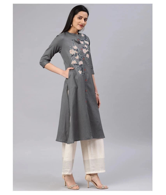 Alena Grey Cotton Straight Kurti - M