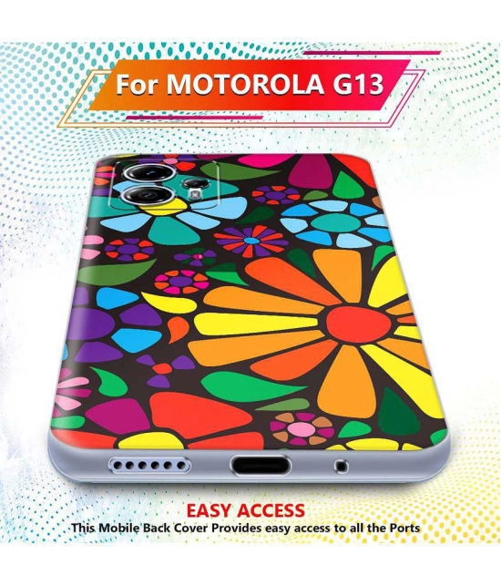 NBOX - Multicolor Printed Back Cover Silicon Compatible For Moto G13 ( Pack of 1 )