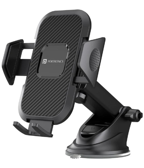 Portronics Dashboard & Windshield Double Clamp Car Mobile Holder - Black - Black