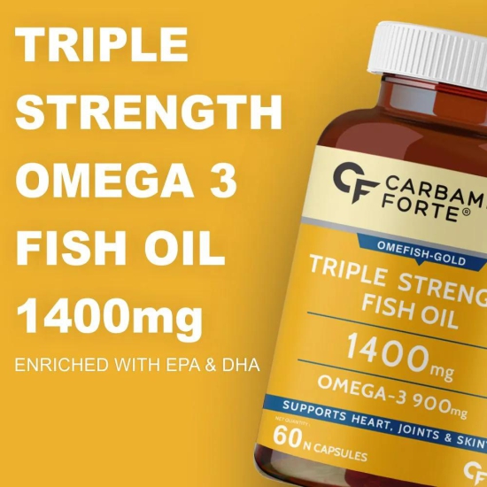 Carbamide Forte Triple Strength Fish Oil 1400mg with Omega 3 900mg for Men & Women - 60 Softgel Capsules