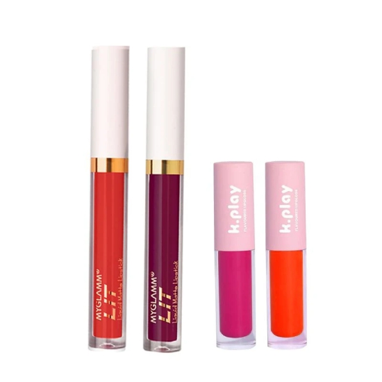 K.Play Flavoured Lipgloss + LIT Liquid Matte Lipstick Exclusive Combo