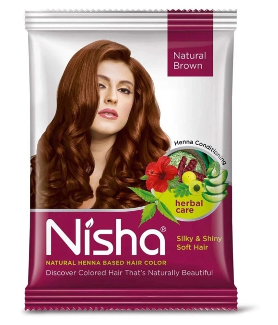 Nisha Natural Henna Based Hair Color Powder Permanent Hair Color Brown 15gm And 30gm Each Sachet 450 g Pack of 10