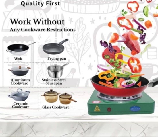 Kitchen Queen Flameless Electric Cooking Stove (Green)-Free Size