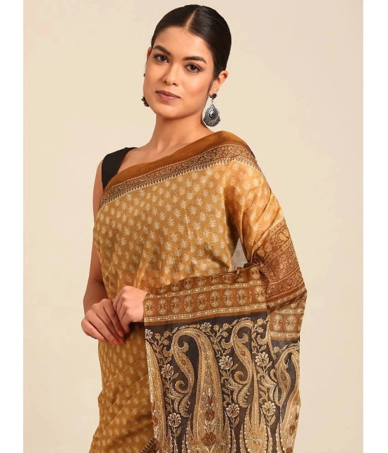 SHANVIKA Cotton Printed Saree Without Blouse Piece - Mustard ( Pack of 1 ) - Mustard