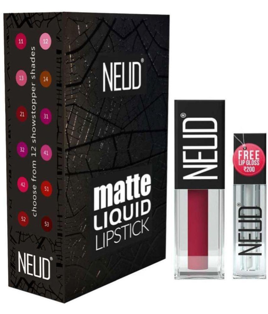 NEUD Matte Liquid Lipstick Combo Of Peachy Pink and Oh My Coco With Two Lip Gloss Free