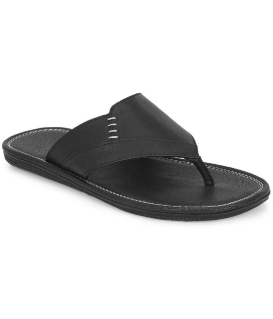 Leeport Black Mens Leather Slipper - None