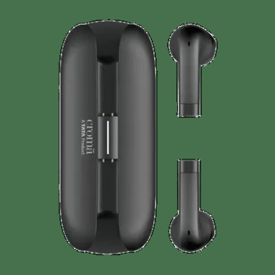 Croma Sliding TWS Earbuds with Passive Noise Cancellation (IPX4 Waterproof, 30 Hours Playback Time, Black)