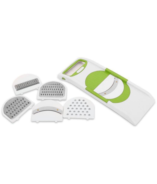 HomePro - Multipurpose 6 in 1 Stainless Steel blades Grater and Slicer | Vegetable Cutter | Salad Cutter | Fruits Cutter | Cheese Grater | French Fries Cutter | (Green) - Green