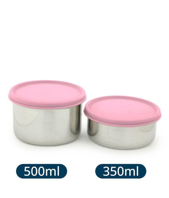 HOMETALES Stainless Steel Lunch/Tiffin Box,350ml,500ml,Assorted Color (2U), With Soft Pouch