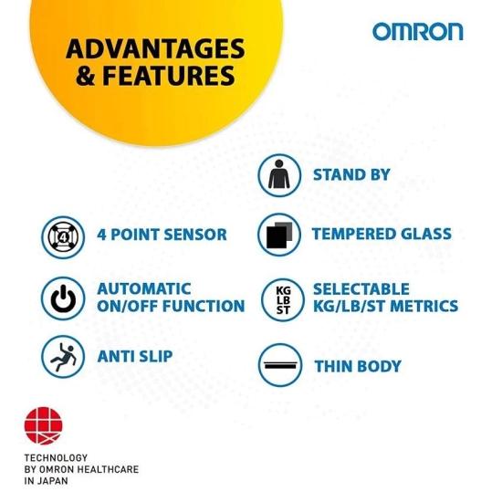 Omron HN 289 (Black) Automatic Personal Digital Weight Machine With Large LCD Display and 4 Sensor Technology For Accurate Weight Measurement