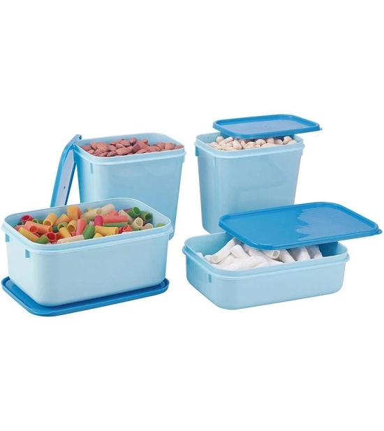 HOMETALES Plastic Multi-Purpose Food Container, 860ml X 1U, 1200ml X 1U, 1000ml X 2U, Light Blue, (4U) - Blue