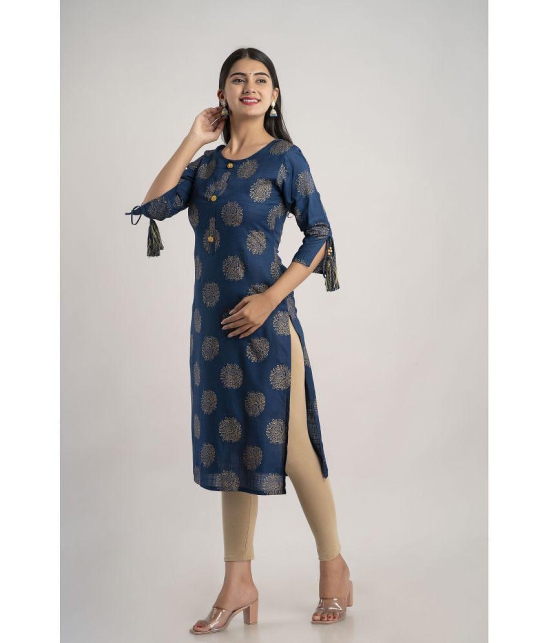 MAUKA - Blue Rayon Womens Straight Kurti ( Pack of 1 ) - None