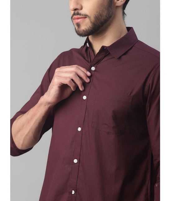 UrbanMark 100% Cotton Slim Fit Solids Full Sleeves Mens Casual Shirt - Wine ( Pack of 1 ) - None