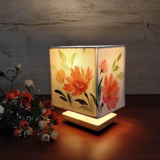Square Table Lamp - Floral Lamp Shade