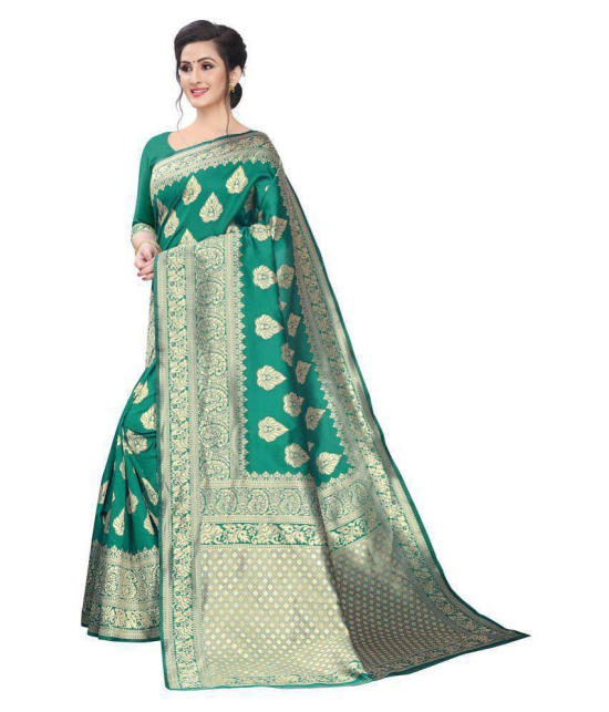 ofline selection Green Jacquard Saree - Single