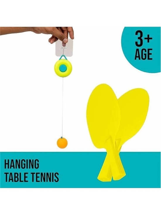 Kids Indoor Hanging Table Tennis Trainer Set, 2 Rackets & 3 Balls, Adjustable Height Self Training Game