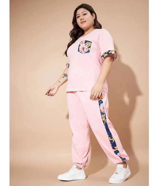 AUSTIVO Pink Printed Joggers Top Set - None